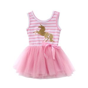Pretty Little Girl Baby Unicorn Tutu Summer Dress
